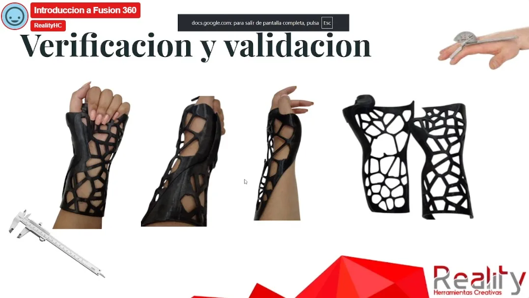 Férula impresa en 3D diseñada en el curso de Reality HC
